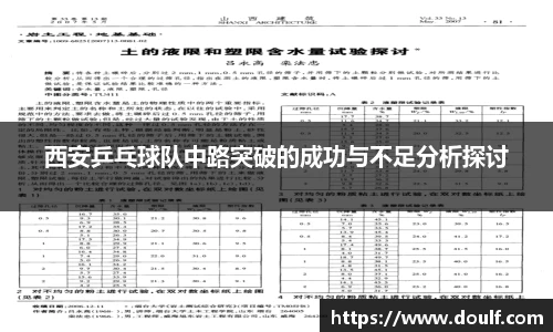 西安乒乓球队中路突破的成功与不足分析探讨