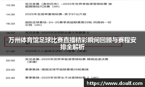 万州体育馆足球比赛直播精彩瞬间回顾与赛程安排全解析