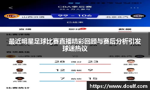 最近明星足球比赛直播精彩回顾与赛后分析引发球迷热议